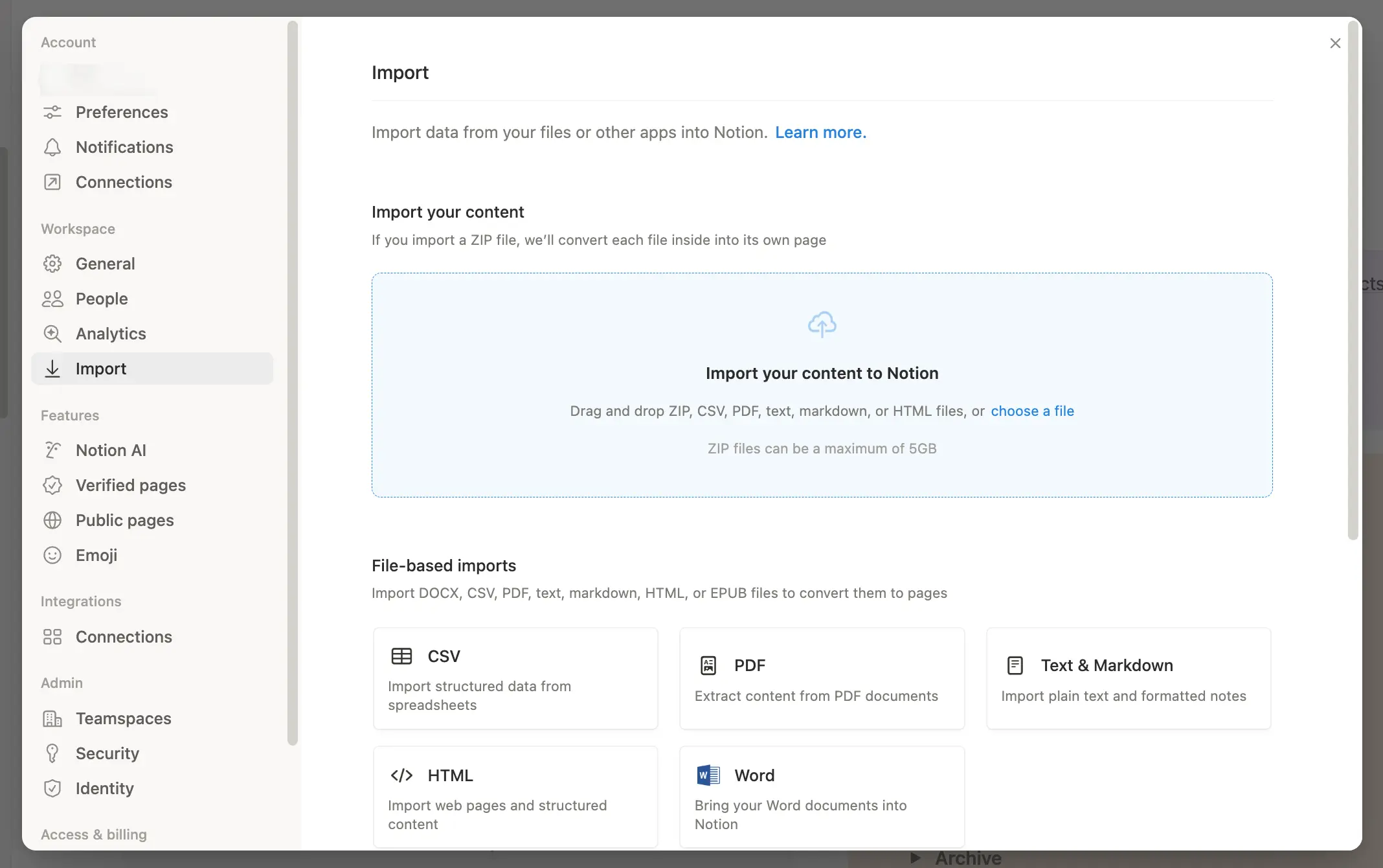 Import UI