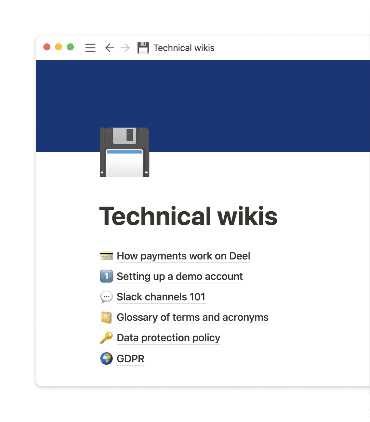 Employees can find any specialized terms or definitions in the Notion wiki.